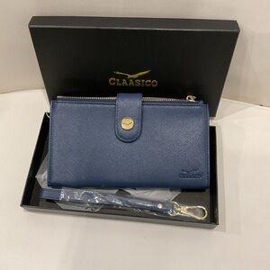Claasico Blue Wallet with Gold Accents